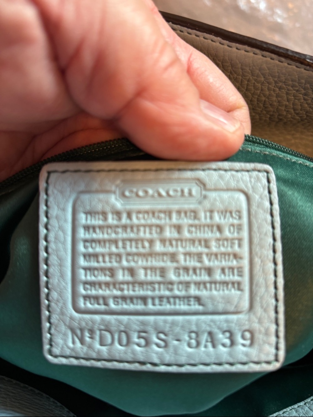 Coach Pebbled Leather Shoulder Bag in robin’s egg Blue with Dark Brown Trim - Picture 12 of 13